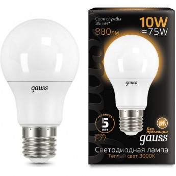 Лампа GAUSS BLACK LED A60 10W E27 3000K Лампа GAUSS BLACK LED A60 10W E27 3000K