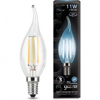 Лампа GAUSS BLACK LED FILAMENT Свеча на ветру E14 11W 750LM 4100K 1/10/50 Лампа GAUSS BLACK LED FILAMENT Свеча на ветру E14 11W 750LM 4100K 1/10/50