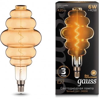 Лампа GAUSS FILAMENT HONEYCOMB 6W 420lm 2400К Е27 golden flexible LED Лампа GAUSS FILAMENT HONEYCOMB 6W 420lm 2400К Е27 golden flexible LED