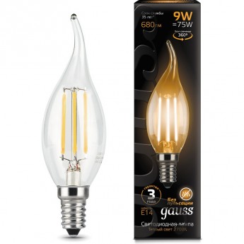 Лампа GAUSS LED BLACK FILAMENT CANDLE TAILED E14 9W 2700K Лампа GAUSS LED BLACK FILAMENT CANDLE TAILED E14 9W 2700K