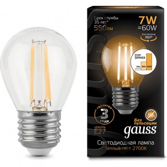 Лампа GAUSS LED BLACK FILAMENT GLOBE E27 7W 2700K STEP DIMMABLE Лампа GAUSS LED BLACK FILAMENT GLOBE E27 7W 2700K STEP DIMMABLE