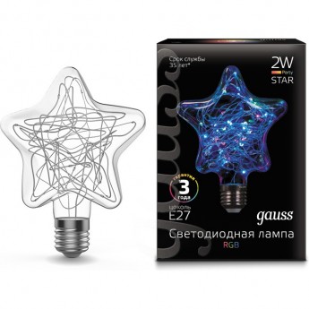 Лампа GAUSS LED VINTAGE BLACK FILAMENT STAR 2W E27 RGB 1/5/40 Лампа GAUSS LED VINTAGE BLACK FILAMENT STAR 2W E27 RGB 1/5/40