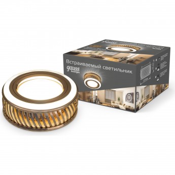 Светильник GAUSS BACKLIGHT BL088 Кругл. Золото/Белый, Gu5.3, 3W, LED 3000K 1/30 Светильник GAUSS BACKLIGHT BL088 Кругл. Золото/Белый, Gu5.3, 3W, LED 3000K 1/30