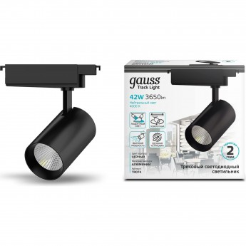 Светильник трековый GAUSS цилиндр 3650lm 180-240V 90*240мм черный угол 24º LED 1/20 Светильник трековый GAUSS цилиндр 3650lm 180-240V 90*240мм черный угол 24º LED 1/20